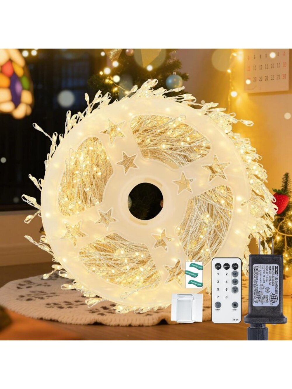 75Ft Warm White Fairy Lights with Remote & Timer - 1000 LED Indoor/Outdoor Decor